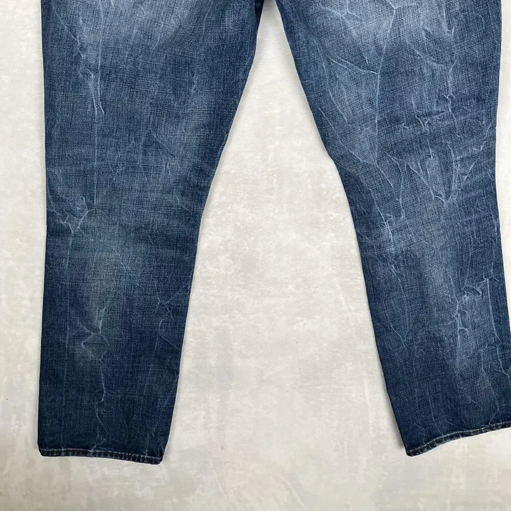 Denim & Supply Ralph Lauren Slouch Jeans Mens 38x32 Blue Distressed Straight